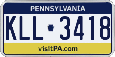 PA license plate KLL3418