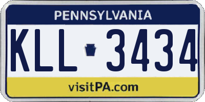 PA license plate KLL3434