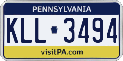 PA license plate KLL3494