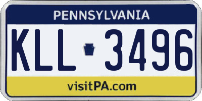 PA license plate KLL3496