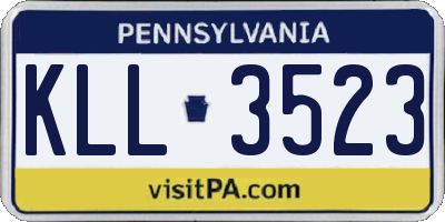 PA license plate KLL3523