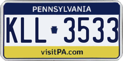 PA license plate KLL3533