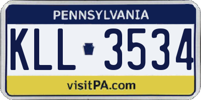 PA license plate KLL3534