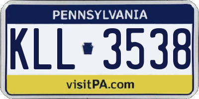 PA license plate KLL3538