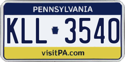 PA license plate KLL3540