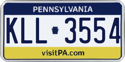 PA license plate KLL3554