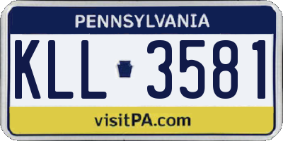 PA license plate KLL3581
