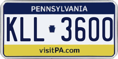 PA license plate KLL3600