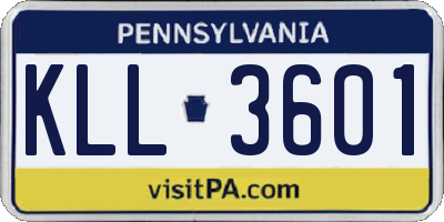 PA license plate KLL3601