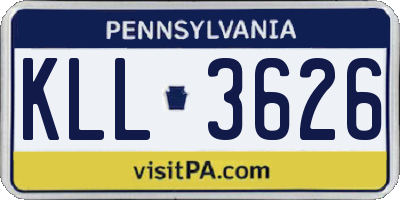 PA license plate KLL3626