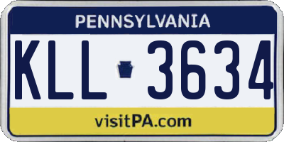 PA license plate KLL3634