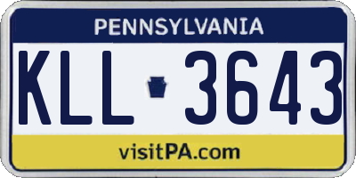 PA license plate KLL3643