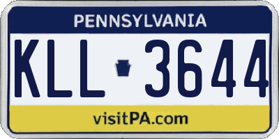 PA license plate KLL3644