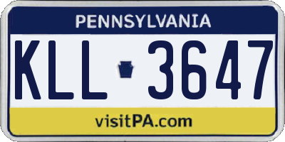 PA license plate KLL3647