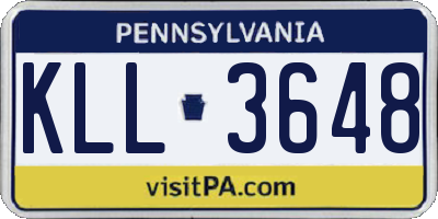 PA license plate KLL3648