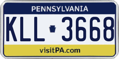 PA license plate KLL3668