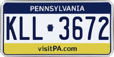 PA license plate KLL3672