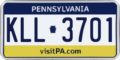 PA license plate KLL3701
