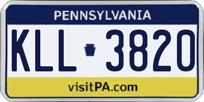 PA license plate KLL3820