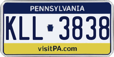 PA license plate KLL3838