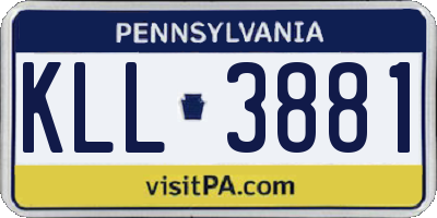 PA license plate KLL3881
