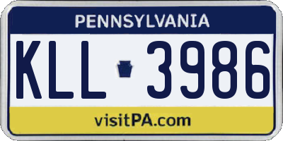 PA license plate KLL3986