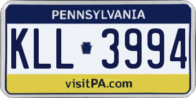 PA license plate KLL3994