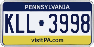 PA license plate KLL3998