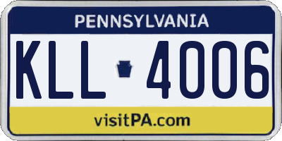 PA license plate KLL4006