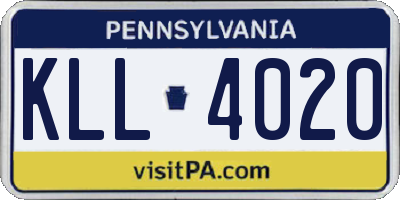 PA license plate KLL4020