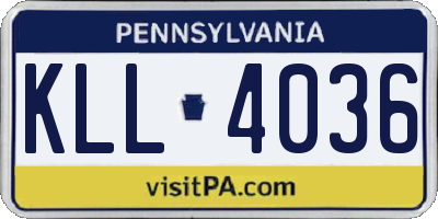 PA license plate KLL4036