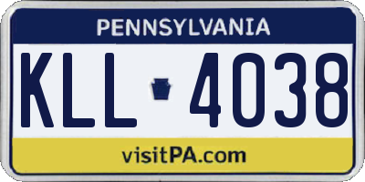 PA license plate KLL4038