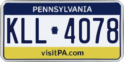 PA license plate KLL4078