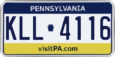 PA license plate KLL4116