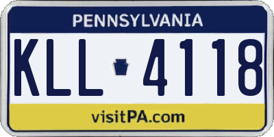 PA license plate KLL4118