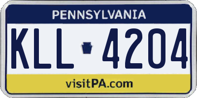 PA license plate KLL4204