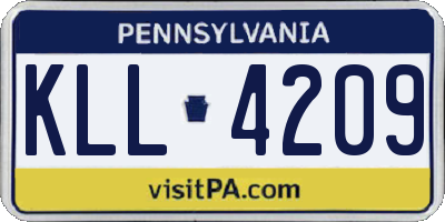 PA license plate KLL4209