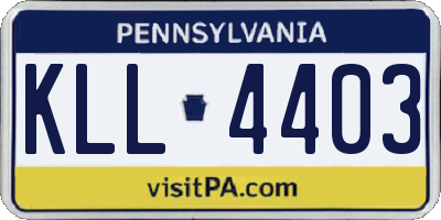 PA license plate KLL4403