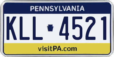PA license plate KLL4521