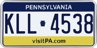 PA license plate KLL4538