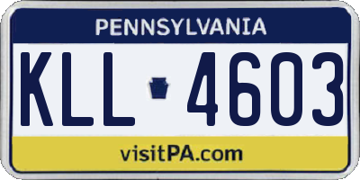 PA license plate KLL4603