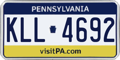 PA license plate KLL4692