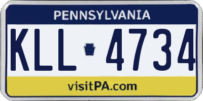 PA license plate KLL4734