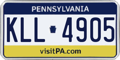PA license plate KLL4905