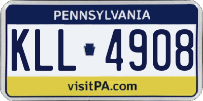 PA license plate KLL4908