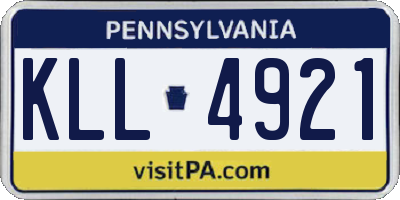 PA license plate KLL4921