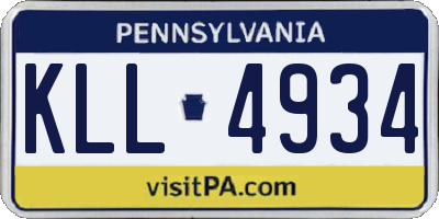 PA license plate KLL4934