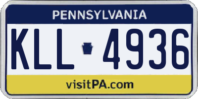 PA license plate KLL4936