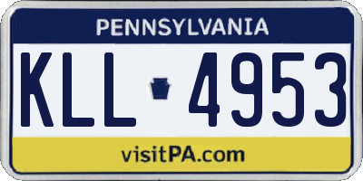PA license plate KLL4953