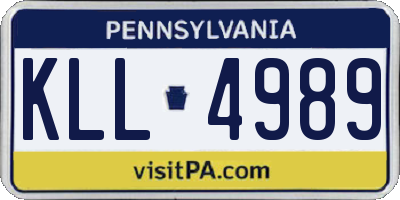 PA license plate KLL4989